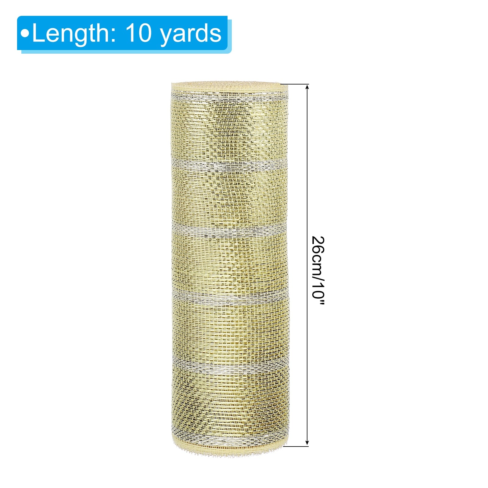 Decorative Mesh Ribbon, Mesh Ribbon Roll Foil Metallic for Tree Wreath Decoration - 10