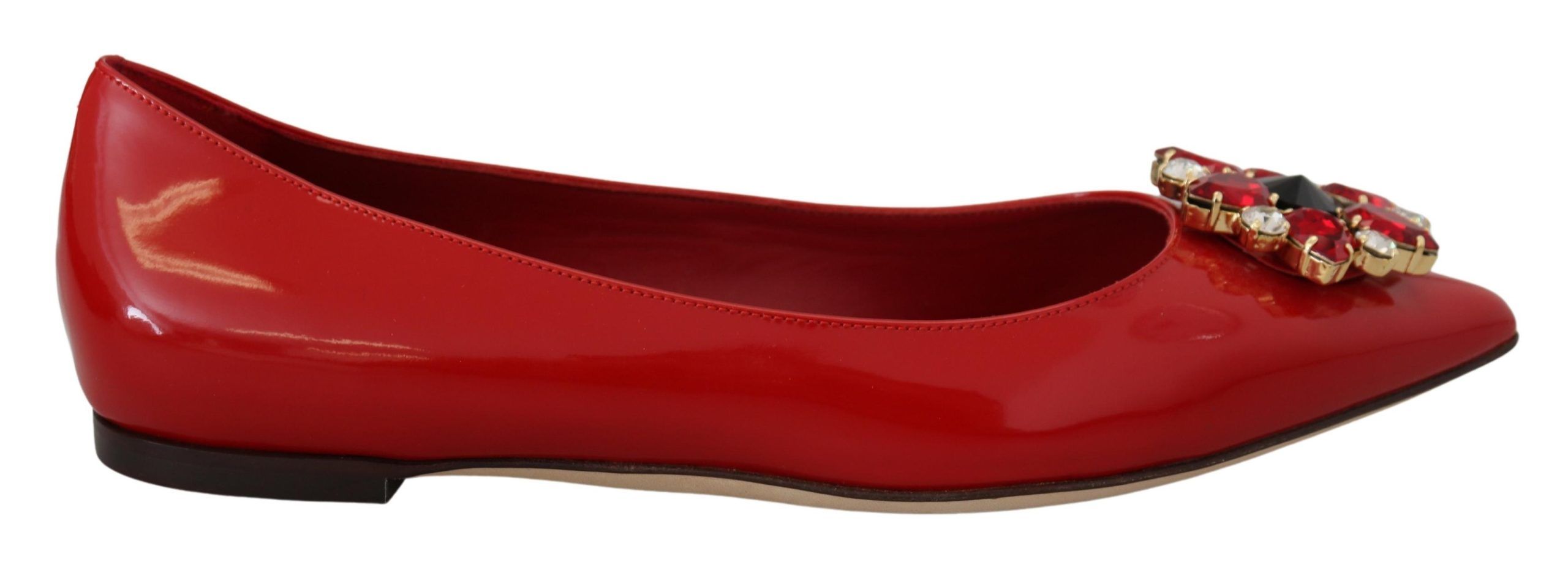 Dolce & Gabbana Womens Patent Leather Ballerinas Red Crystal - Size EU 37 | Dolce & Gabbana Sale | Discount Designer Brands