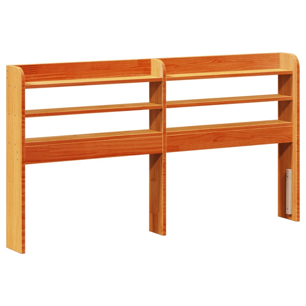 vidaXL Kopfteil mit Ablagen Wachsbraun 160 cm Massivholz Kiefer Image