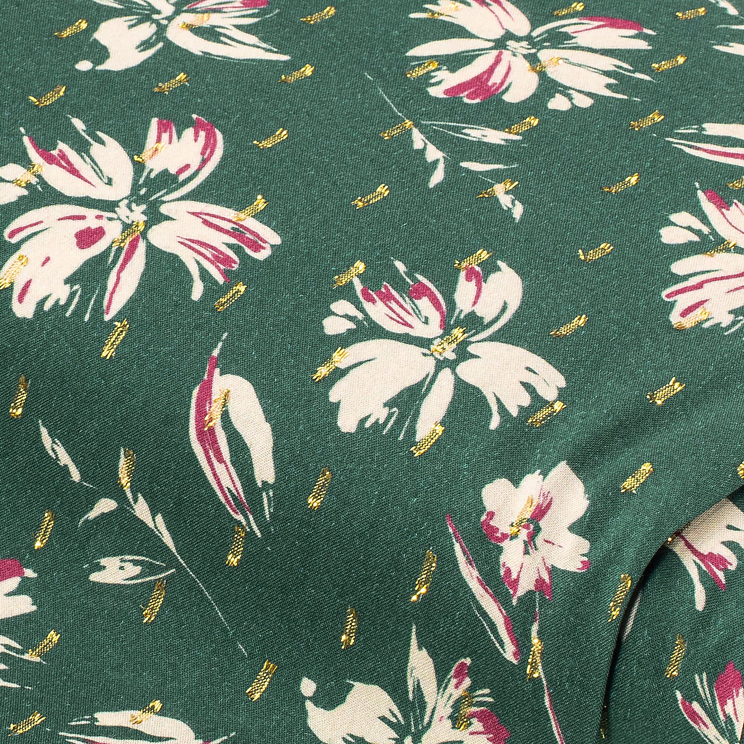 Viskose-Blusenstoff/Javanaise Blumen, grün-color Image