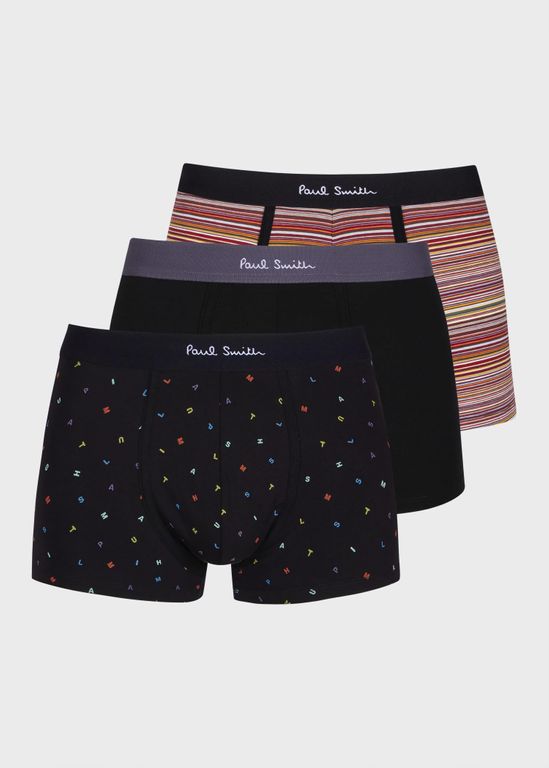 'Signature Stripe' Mix Boxer Briefs Three Pack - Black - Paul Smith Underwear