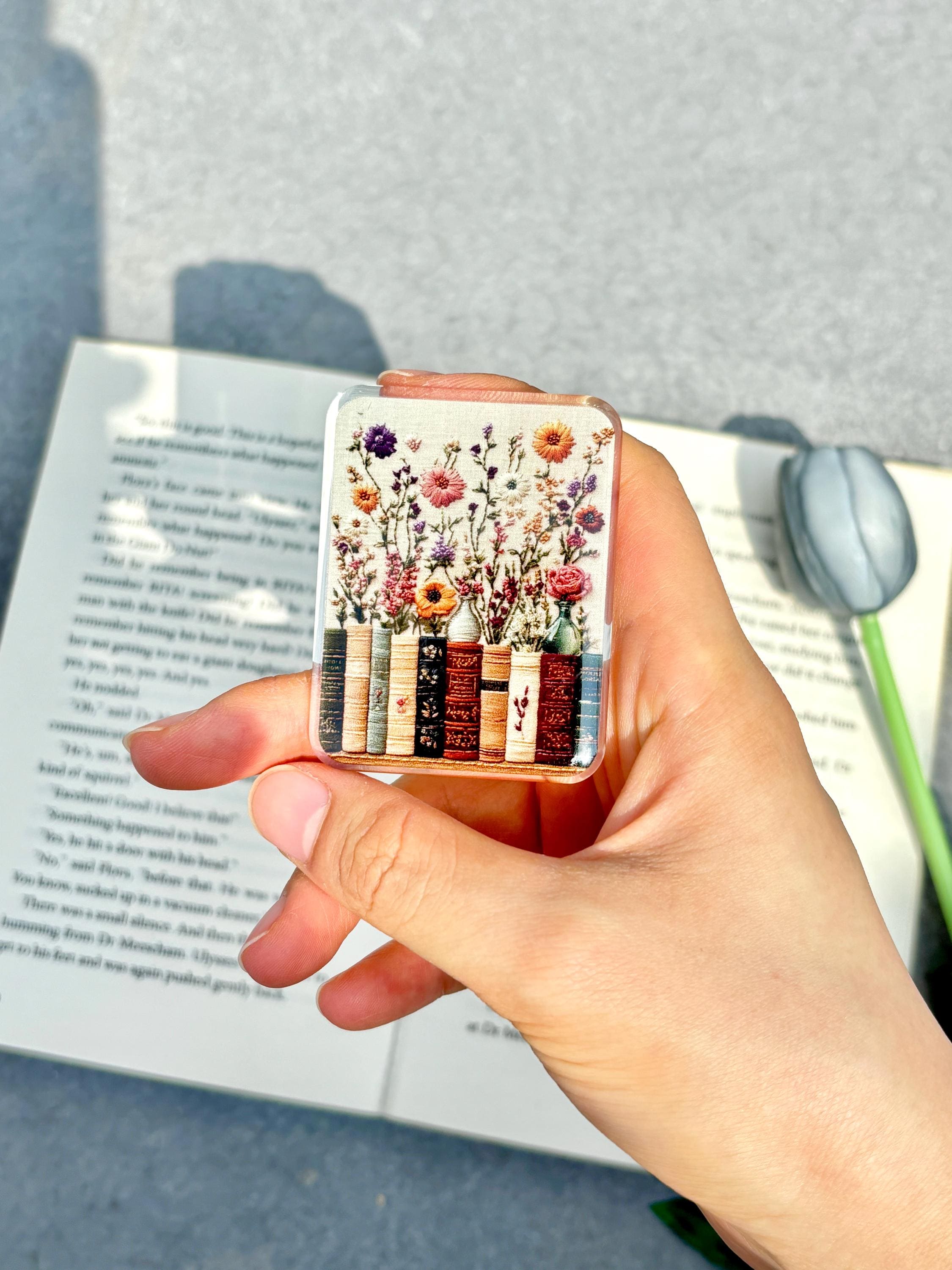 Impugnatura per telefono magnetica, impugnatura per Kindle con design ricamato, impugnatura per telefono da libro, impugnatura per Kindle MagSafe, acc