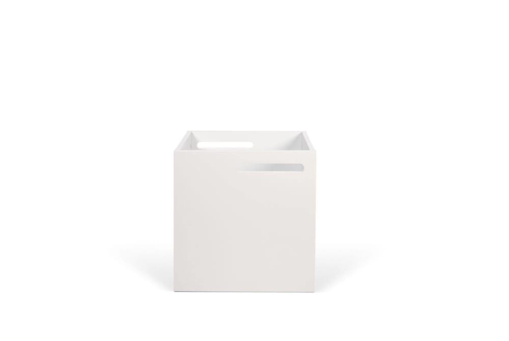 Cube de rangement effet bois H 34 blanc