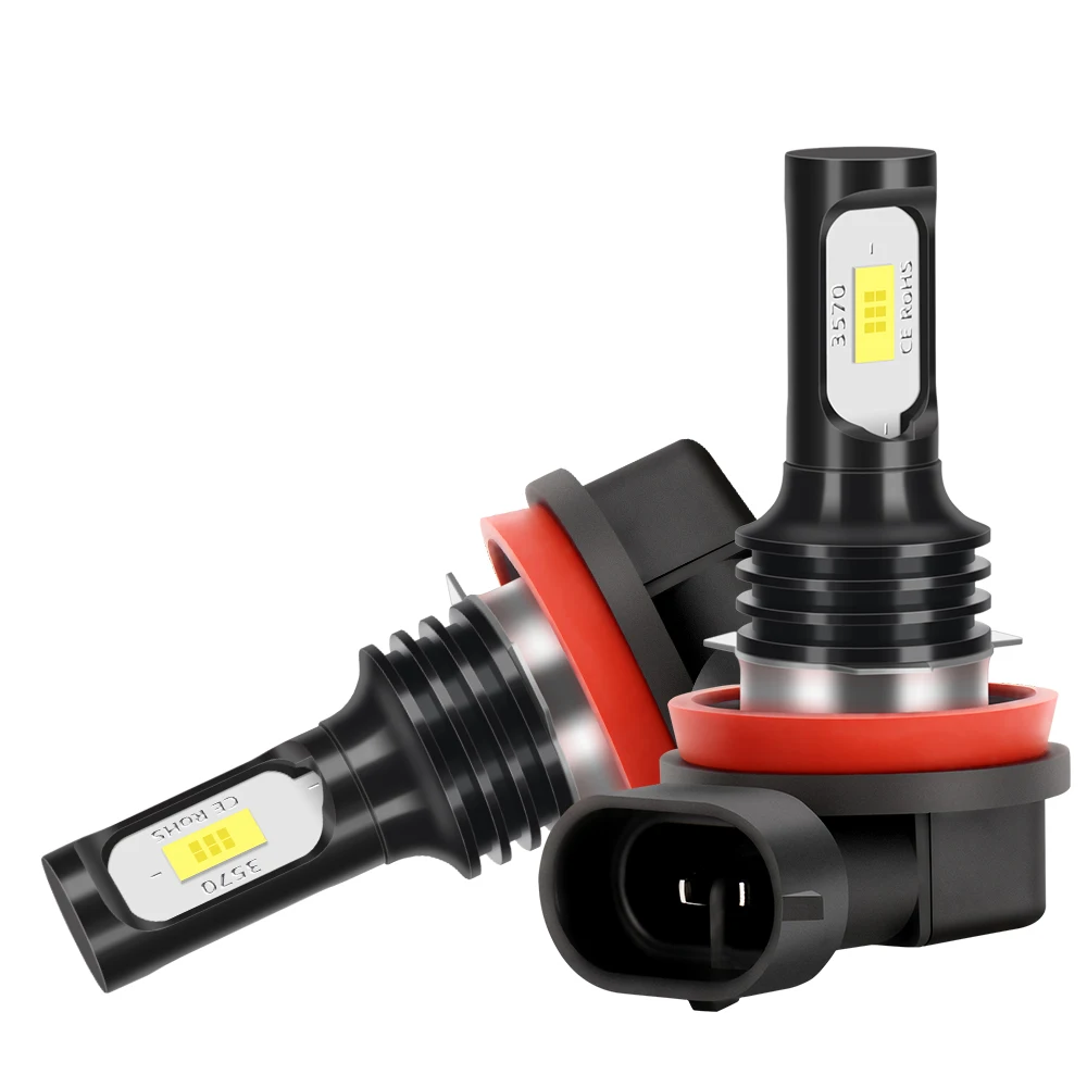 2 pezzi H8 H9 H1 H3 Led H11 9005 HB3 9006 HB4 Auto CSP LED Fendinebbia Lampadine 6000K Bianco Auto Fendinebbia Luce di marcia diurna