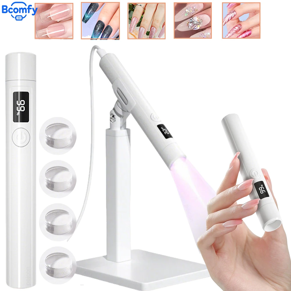 Mini-UV-LED-Nagellampe, wiederaufladbar, tragbarer Nageltrockner für alle Gelpoliermittel, schnell trocknende Stützbasis für Nagelkunst, abnehmbar