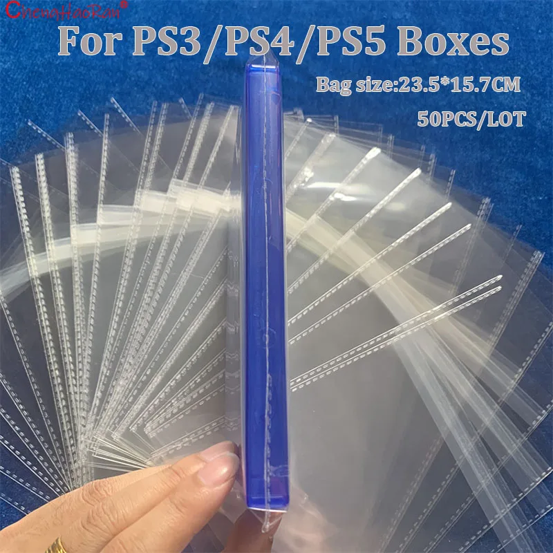50PCS Schutz Selbst Dicht Staub Proof PackagingBag Kunststoff Transparente Lagerung Abdeckung 23,5*15,7 CM Für PS3 PS4 PS5 Spiel Boxen