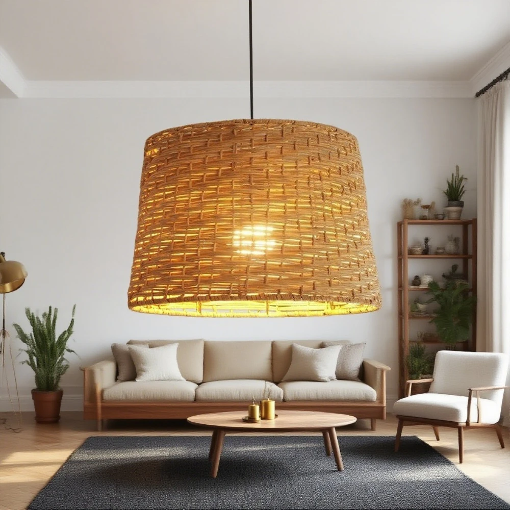 Pendelleuchte, Bauernhaus, natürliches Rattan, Deckenleuchte, Einzelzimmer, Hängelampe, Restaurant, Hängelampe 727
