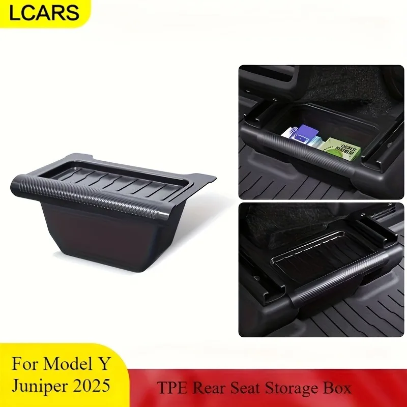 Für Tesla Modell Y Juniper 2025, Rücksitz Organizer Lagerung Box Konsole Bin Zurück Mülleimer Müll Halter Auto Zubehör Image