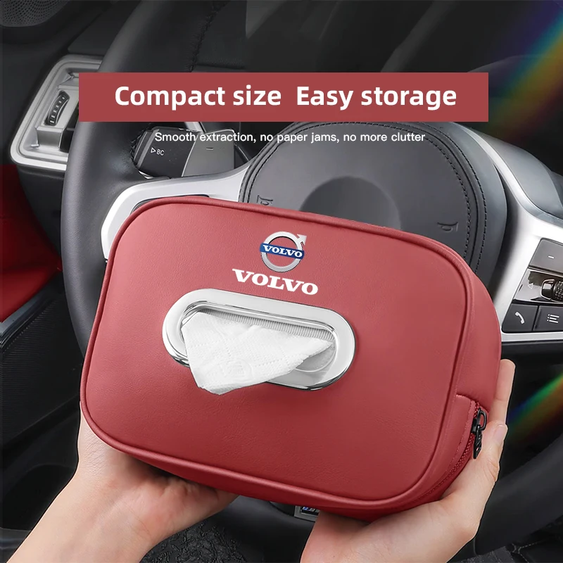 Auto Tissue Box Sonnenblende Papier Handtuch Lagerung Organizer Halter Für Volvo ES90 EC40 EX40 EM90 XC90 V90 V60 XC60 V40 S80 S60 S90 C4 Image