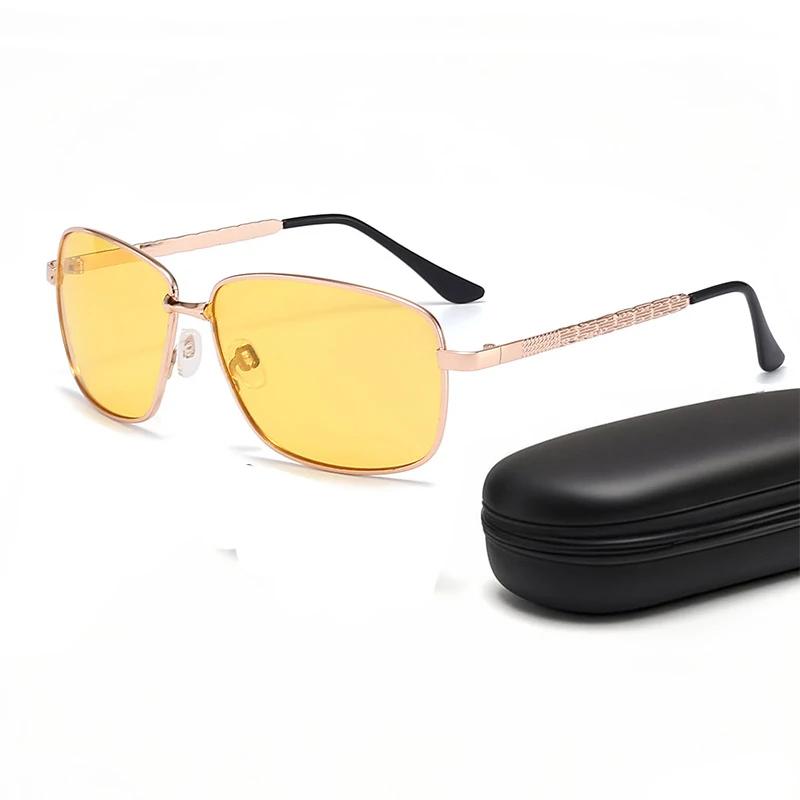 Rechteckige Männer Frauen Polarisierte Sonnenbrille Marke Design Mode Retro Vintage Nachtsicht Fahren Angeln Gelbe Sonnenbrille