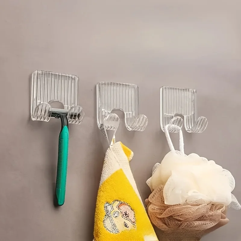 2 Stück modische Haken aus Kunststoff, durchsichtig, Wandhaken für Badezimmer, Küche, Schlafzimmer, Schrank, Handtuch, Schlüssel und Rasierer, Organizer