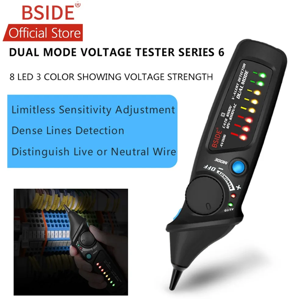 TK HOT BSIDE AVD06 Berührungsloser Spannungsdetektor AC 12-1000 V Teststift Schaltungstester Steckdose Live-Drahtprüfung Dual-Modus mit Image