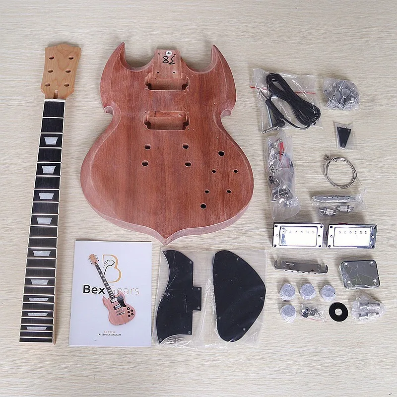 Professionelles SG-E-Gitarren-Set, tragbar, halbfertiges DIY SG-E-Gitarren-Set für Einsteiger, praktisches Gitarrenzubehör Image