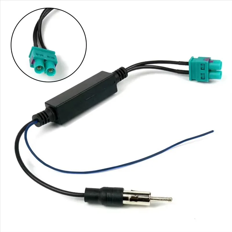 Auto Radio Antenne Adapter Kabel Dual FAKRA zu DIN Stecker Mit Verstärker Für Volkswagen/Golf/MK5/MK6/Passat B6/B7/Tiguan Image