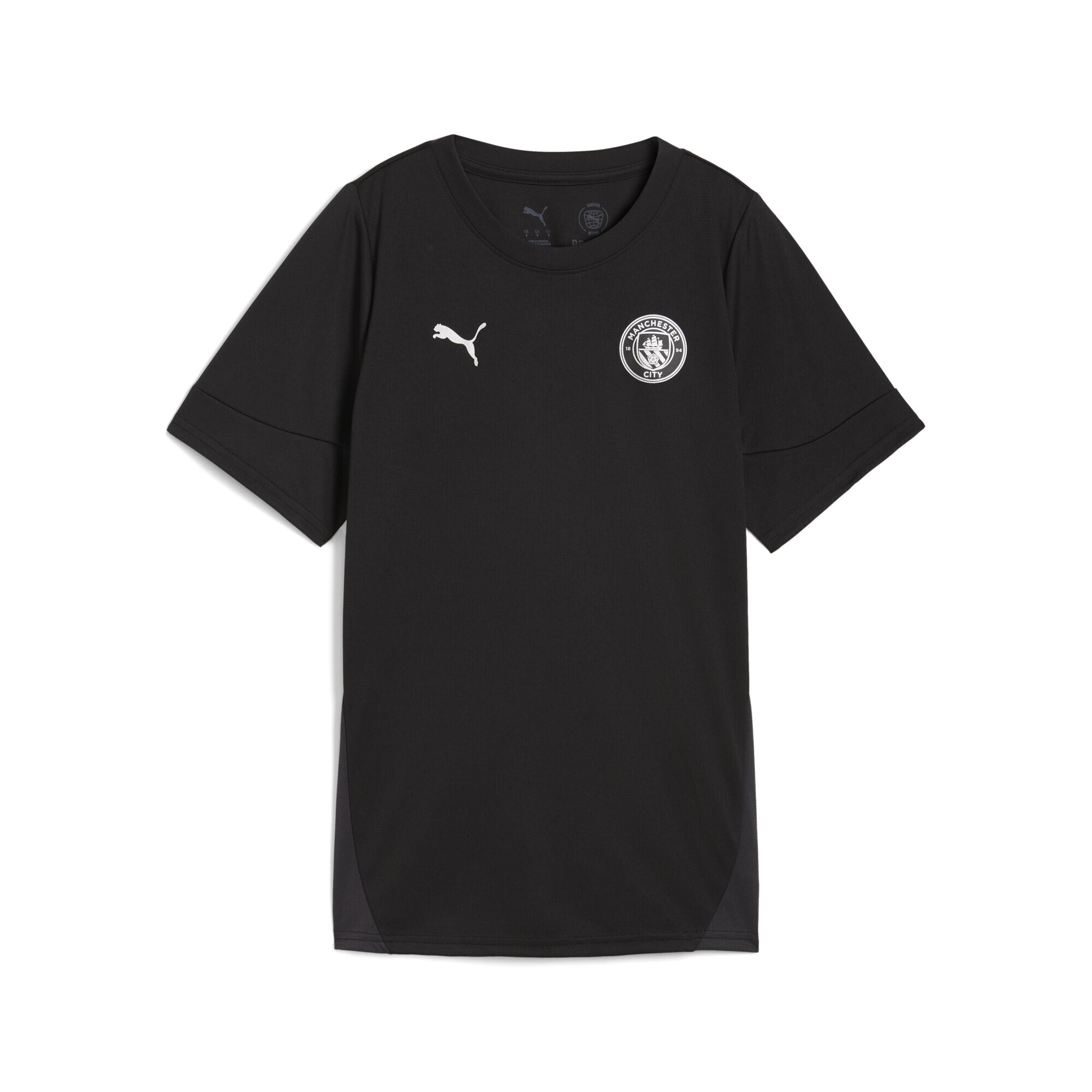 Trainingsshirt PUMA "Manchester City Trainingstrikot Damen", Damen, Gr. XL, silber (schwarz silber metallic), Obermaterial: 100% Polyester, regular fit, Rundhals, Shirts