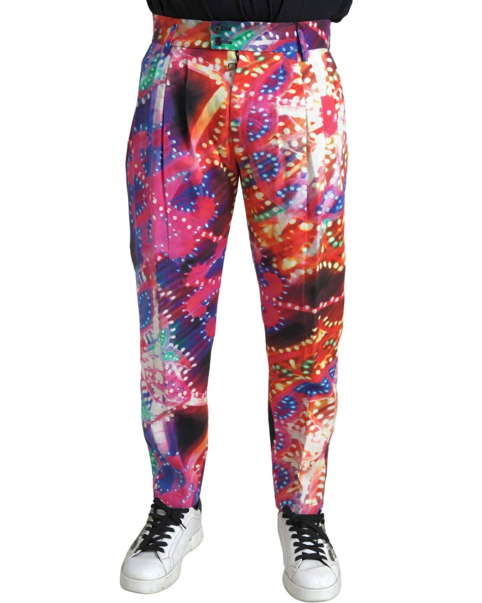 Dolce & Gabbana Herren Multicolor Bedruckte Leinenhose Image