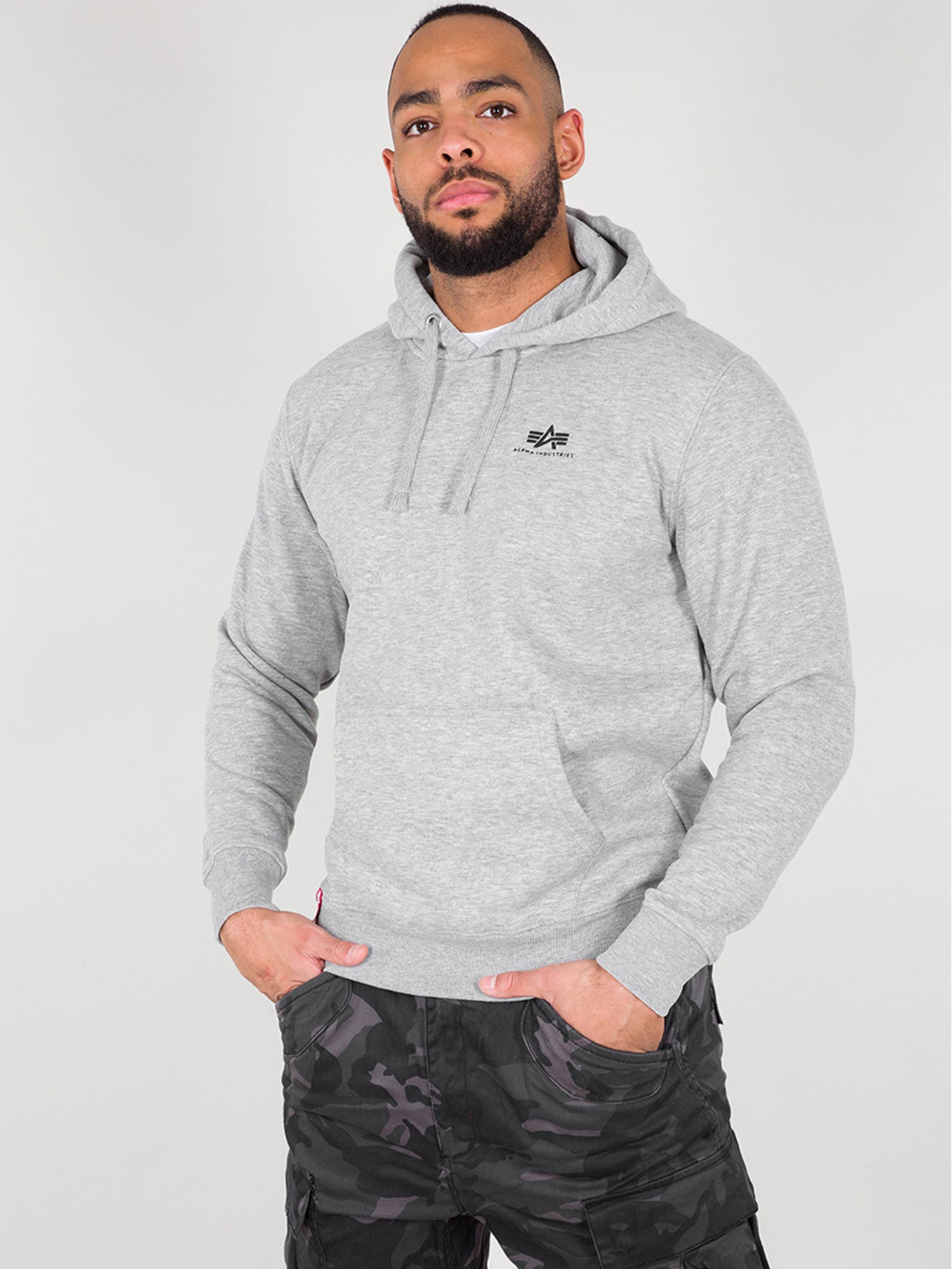 Alpha Industries Basic Hoodie Kleines Logo Grau Melange Image