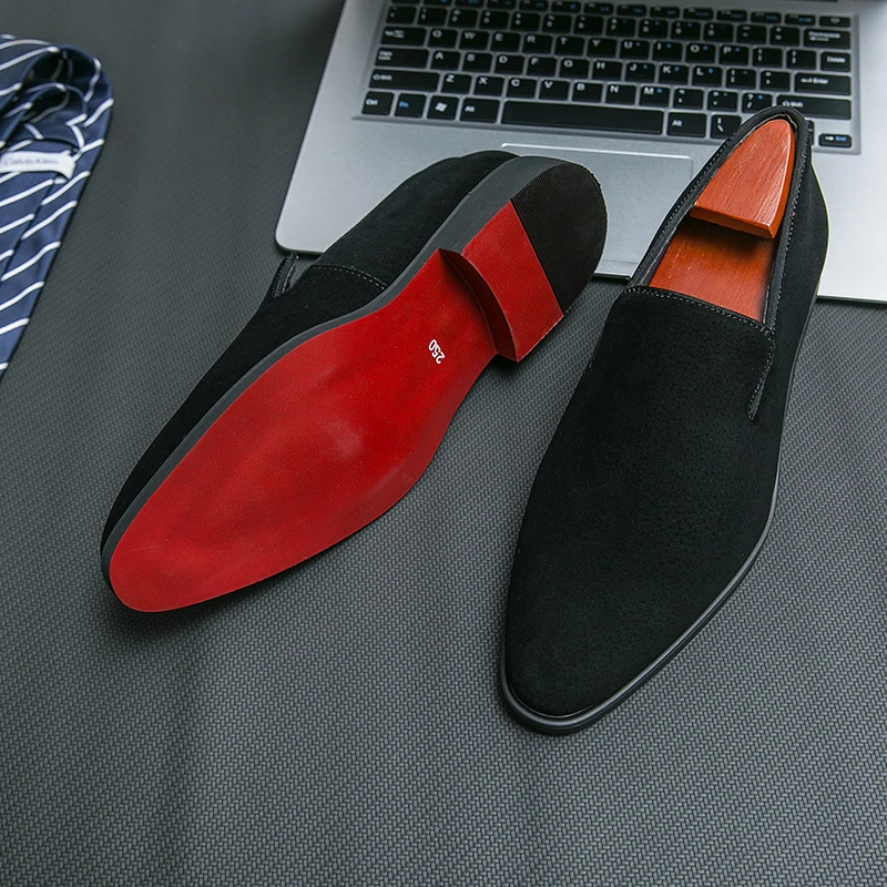 Frühling Italienische Luxus Designer Marke Wildleder Schuhe Business Büro Kleid Schuhe für Mann Braun Nachtclub Party Faulenzer Mann Image