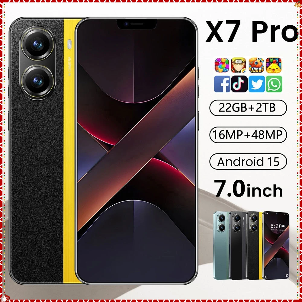 Brand New X7 Pro Smartphone 5G Original 7.0inch 22G 2TB Mobile Phones 8000mAh Dual Global Version Android 15 Unlocked Cell Phone
