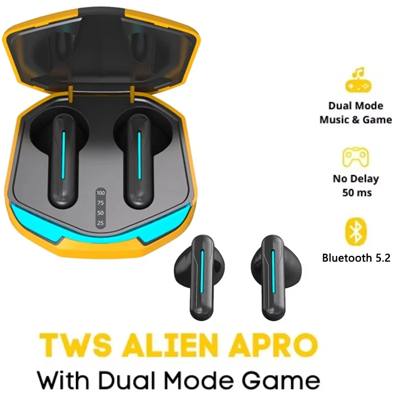 TWS Drahtlose Kopfhörer Spiel Noise Cancelling Bluetooth Kopfhörer Mit Mikrofon High Fidelity Bass Headset Für iPhone Samsung Image