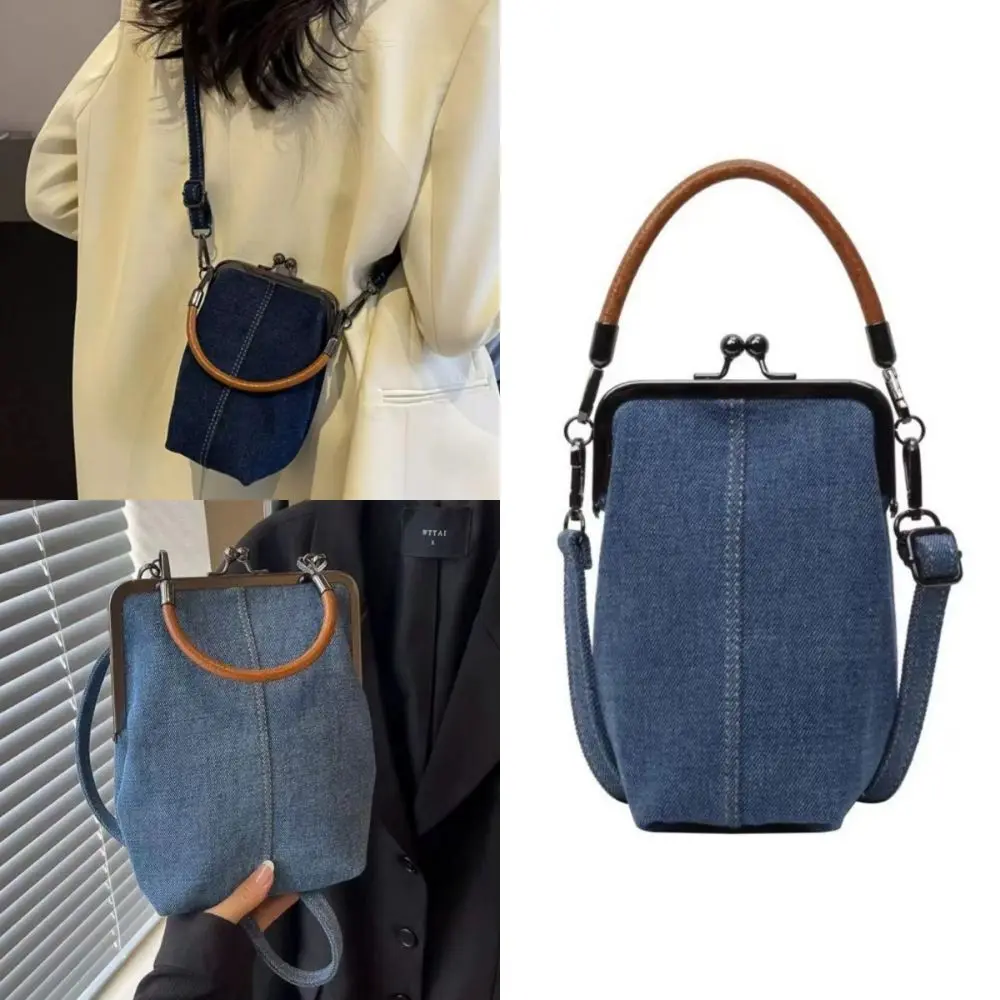 Neue Vintage-Stil Damen Handtasche Vielseitige PU-Leder Designer Umhängetasche Damen Denim Geldbörsen Blau Schwarz Braun Umhängetaschen