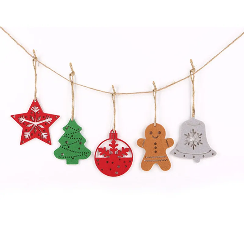 5PCS/1SET Weihnachten Filz Anhänger Lebkuchen Mann Kreative DIY Anhänger Baum Urlaub Dekoration Vlies Stoff Hängende Dekoration Image