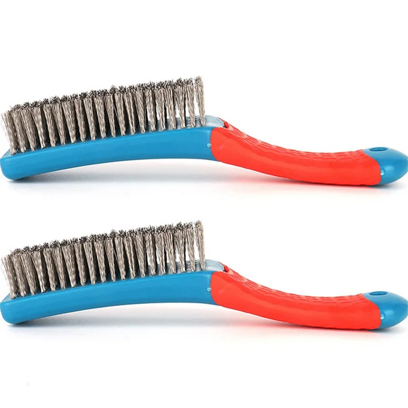 1/2/5 Stück robuste Edelstahl-Drahtbürste mit Kunststoffgriff – perfekt zum Entfernen von Rost, Schweißschlacke, Schmutz und Farbe Image