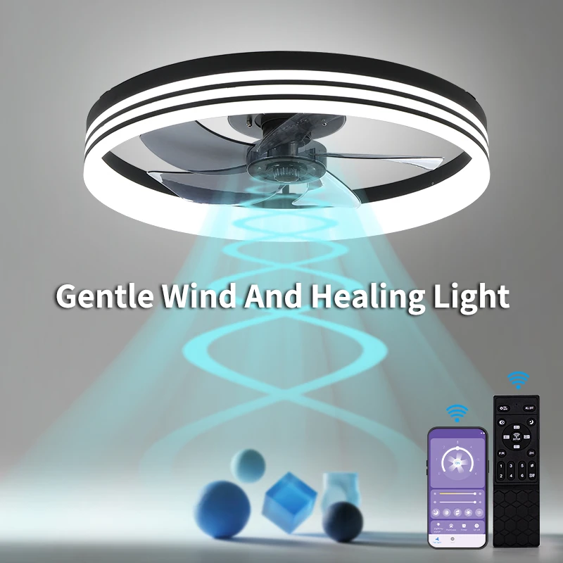 Intelligenter Deckenventilator mit Lichtern, LED, dimmbar, Fernbedienung, APP, einfacher Deckenventilator, Licht, Schlafzimmer, Arbeitszimmer, Esszimmer, Kronleuchter