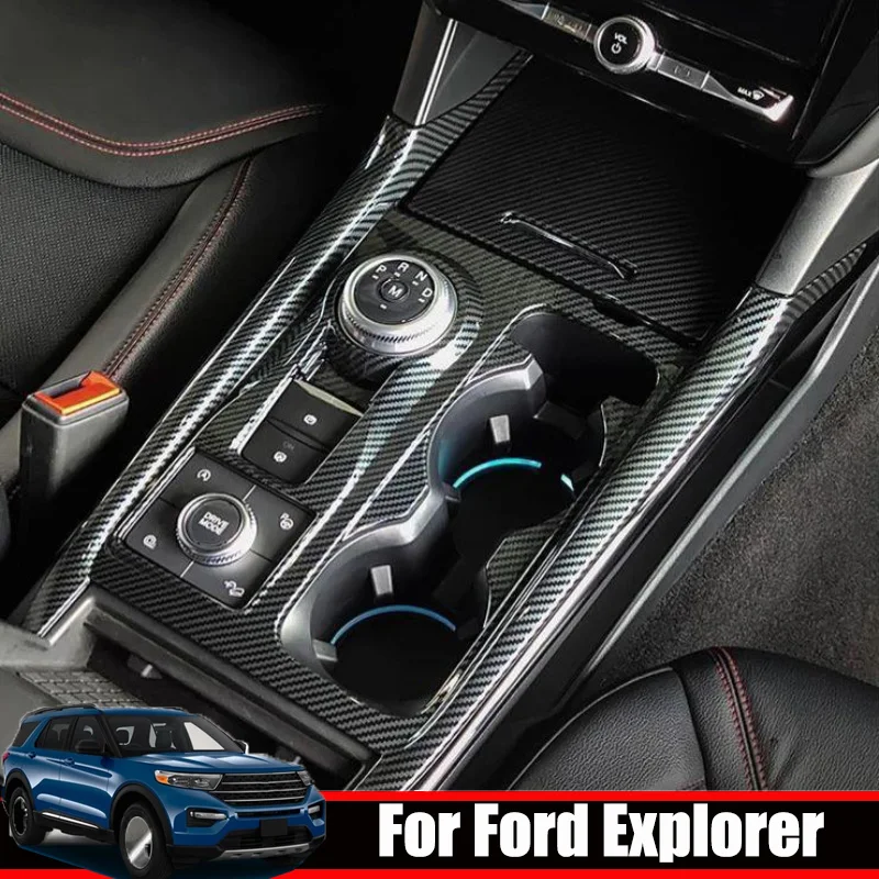 ABAIWAI LHD für Ford Explorer 2020 2021 2022, Innen-Styling, ABS-Mittelkonsole, Schalttafel, vordere Wasserbecherhalter-Abdeckung Image