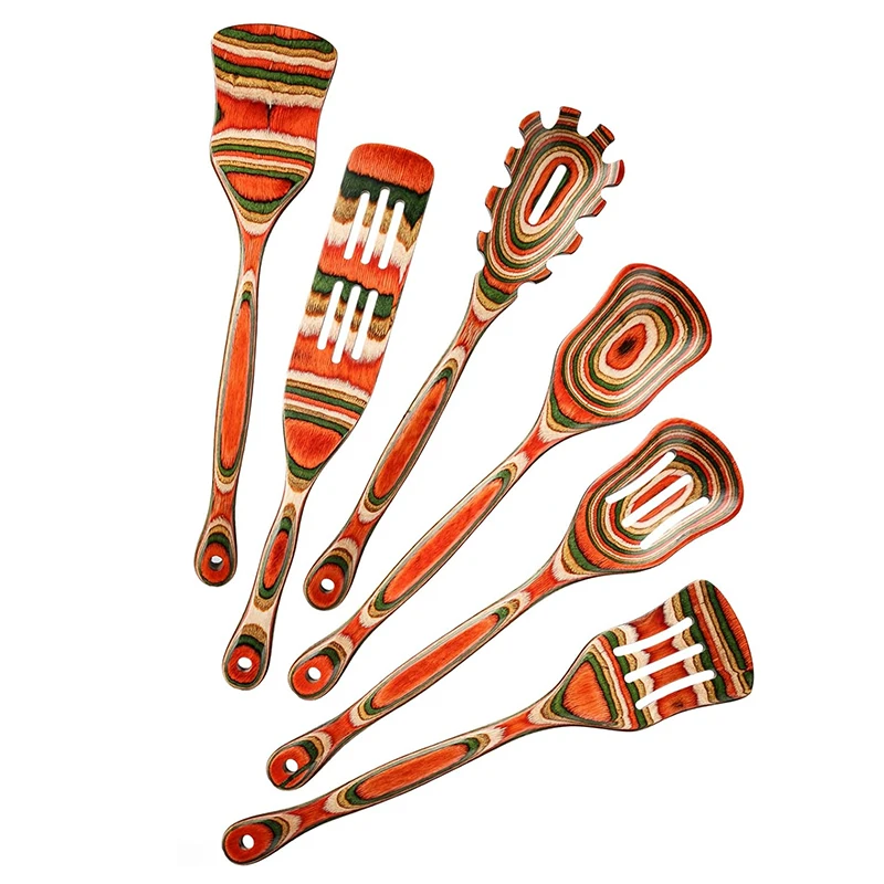 Cuillères de cuisine en bois pakkawood, pour la cuisine, ensemble d'ustensiles de service antiadhésifs pakkawood, ensemble de serveurs à salade, ensemble d'ustensiles de cuisine