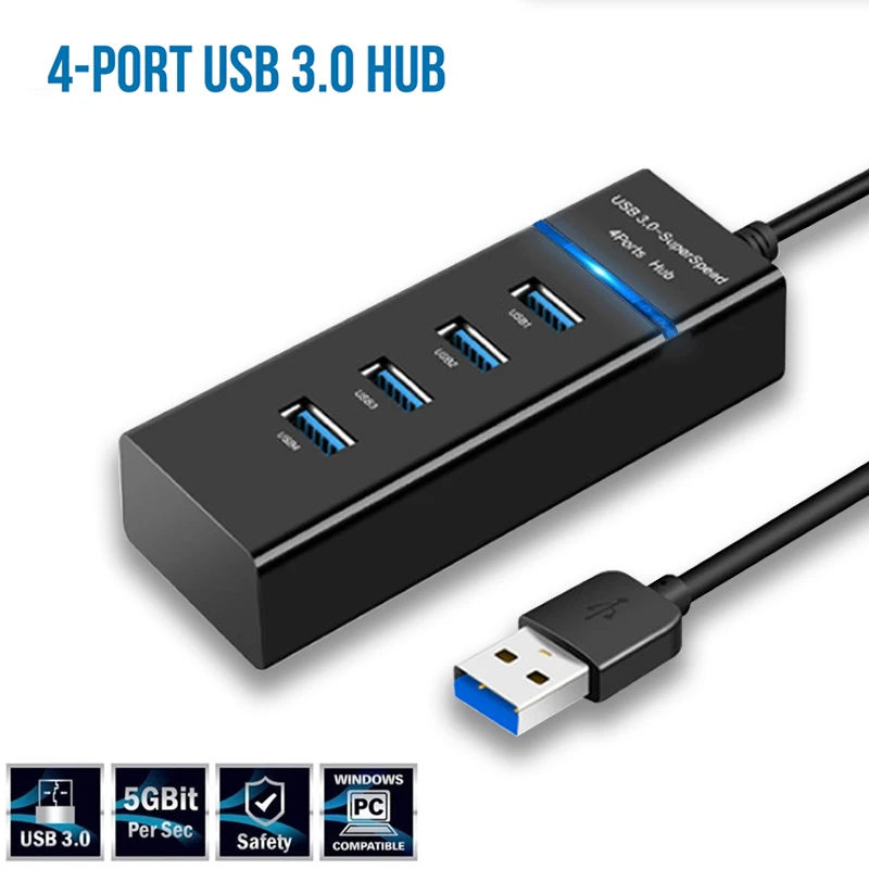 Hub USB 5 Gbit/s Hochgeschwindigkeits-USB-Hub 3 0 Mehrfach anschluss für PC-Computer zubehör Docking station Adapter 4-Ports Ha Splitter 3,0 Image