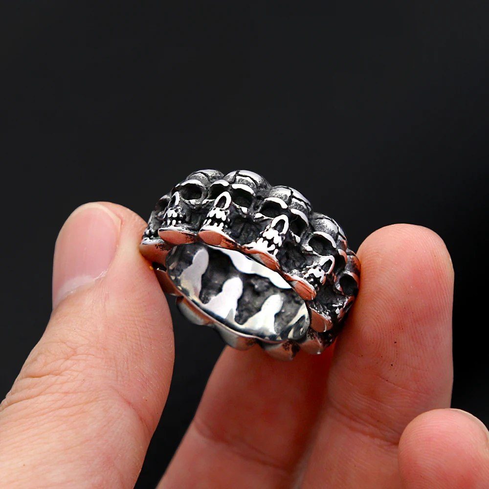 Vintage Gothic Punk Schädel Ring Edelstahl Hip Hop Biker Ring Für Männer Frauen Mode Hip Hop Amulett Schmuck Geschenk Dropshipping