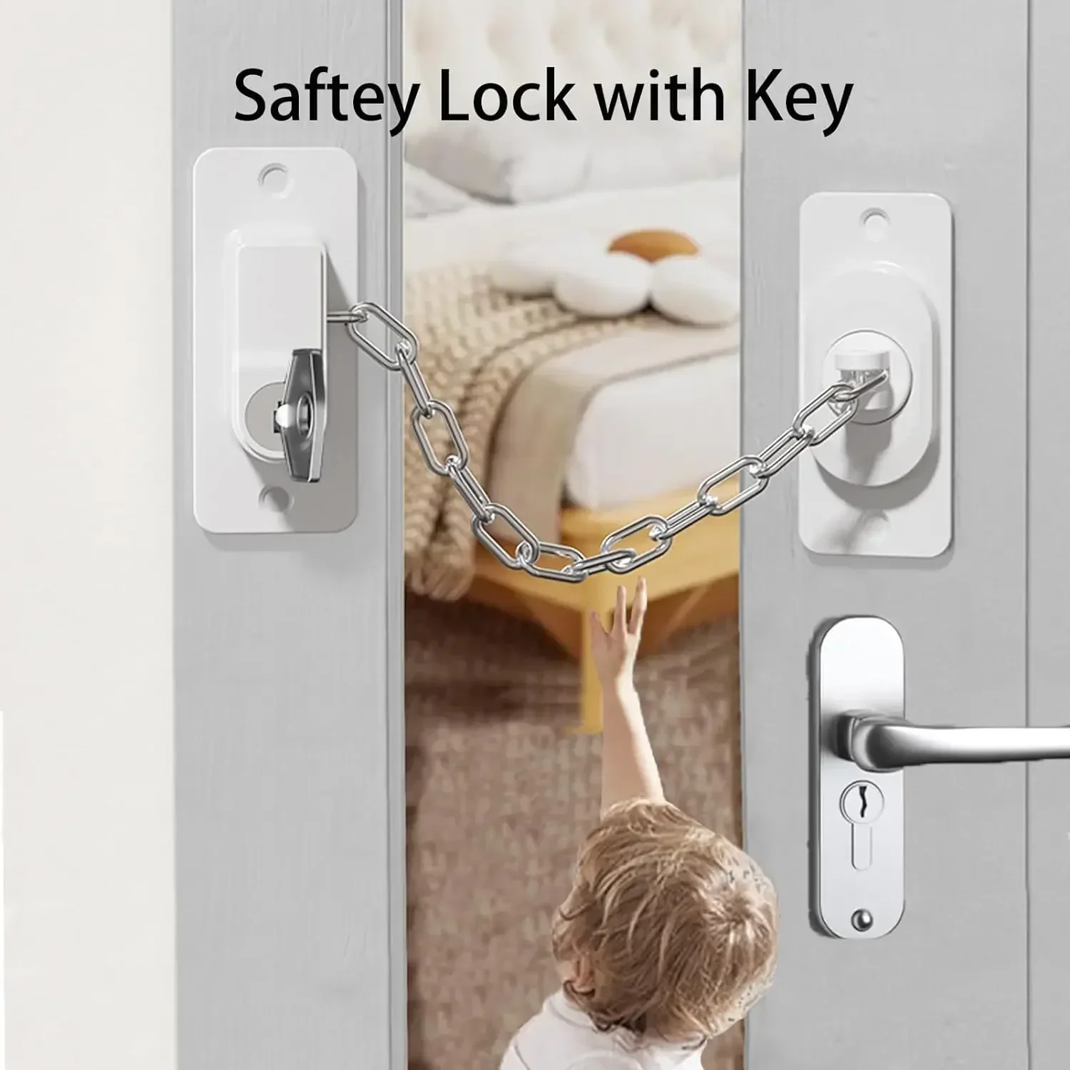 1/3 Stück verstellbares Kühlschrankschloss mit Schlüsseln, Kindersicherung für Kühlschranktür, Schubladen, Toilette und Baby-Sicherheitsschrankschloss Image