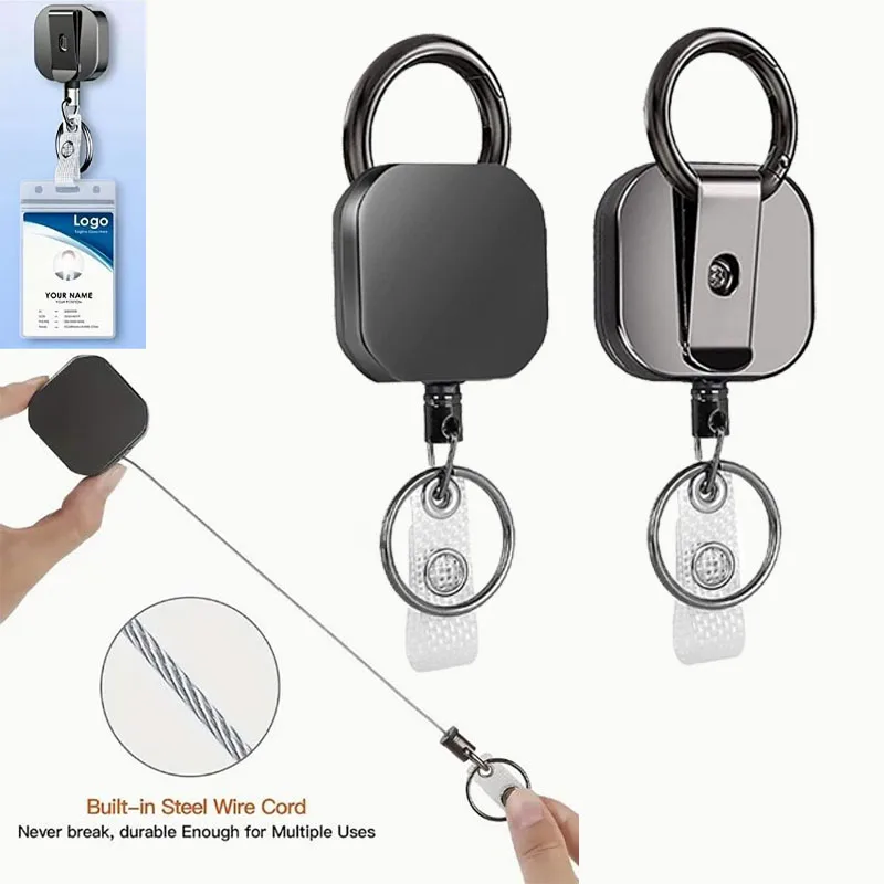 1/3/5 stücke Ausziehbare Metall Schlüsselanhänger Ring Gürtel Clip Pull Schlüsselring Einziehbare ID Karte Lanyards Id abzeichen Halter Abzeichen Clip Image