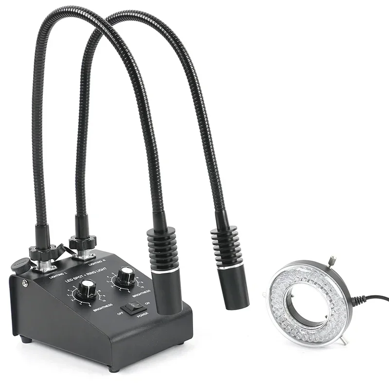 3 in 1 6W 6500K Industrie Mikroskop LED Schwanenhals Licht Illuminator Lampe Spot Licht Lampe Füllen Licht Lampe mit 60 LED Ring
