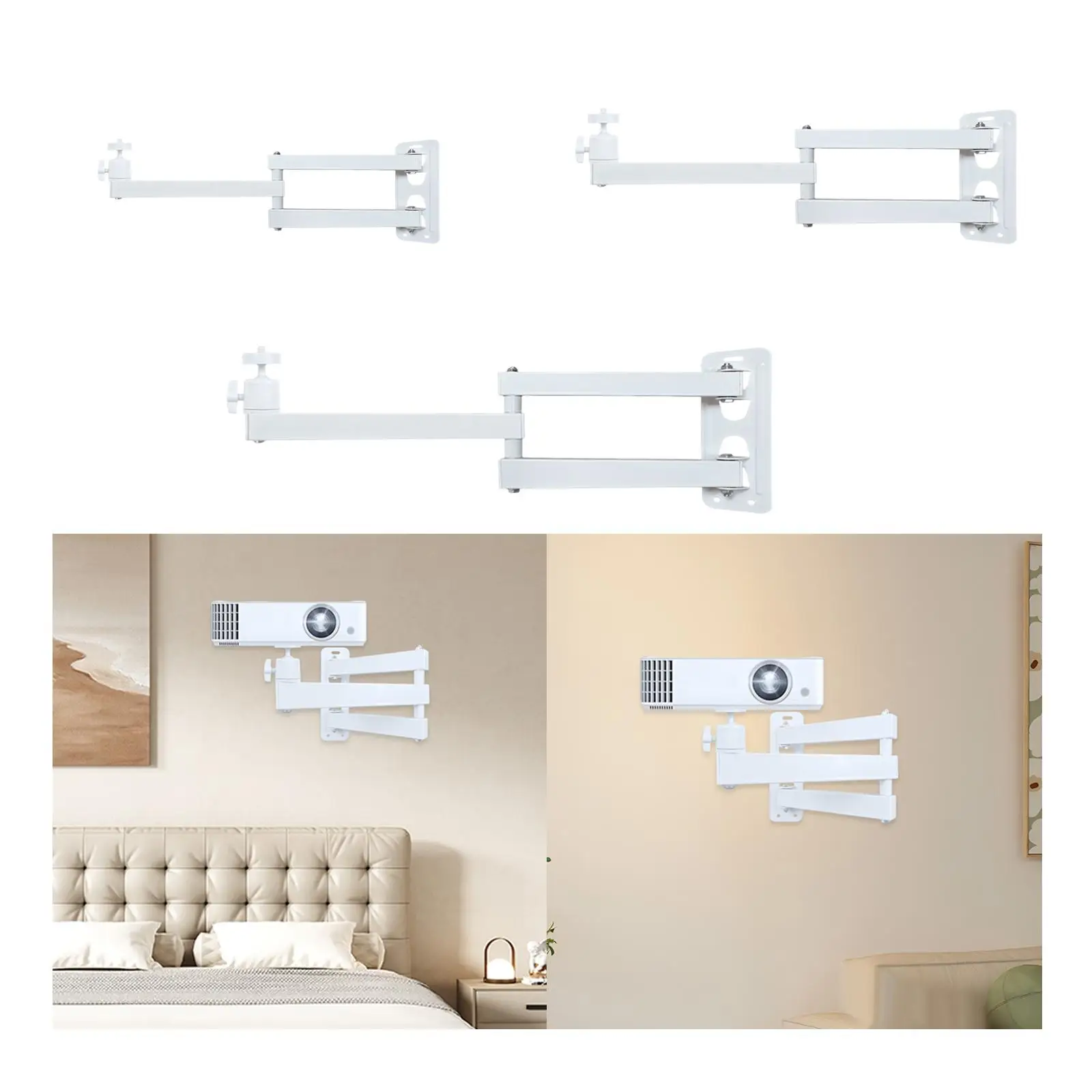 Projektor-Wandhalterung, robust, verstellbar, Metall-Projektor-Regal, 1/4 Zoll Schraubengröße, Gerätehalter für Büro, Heimkino Image