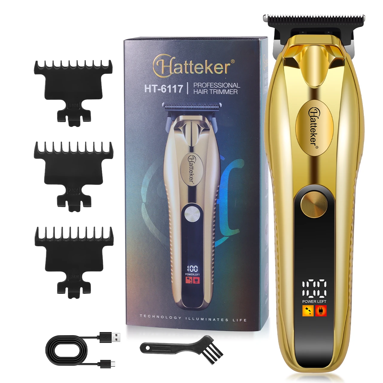 Hatteker Elektrischer Haarschneider für Männer, kabelloser Friseur, professionelle Rasiermaschine, präzises Schneiden, Herren-Pflegeset Image