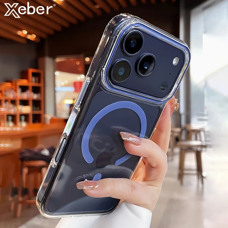Für iPhone 17 Pro Max 15 16 13 14 Plus Fall Luxus Kristall Klar Magnetische Für Magsafe Drahtlose Lade Abdeckung für iPhone 17 Pro Image