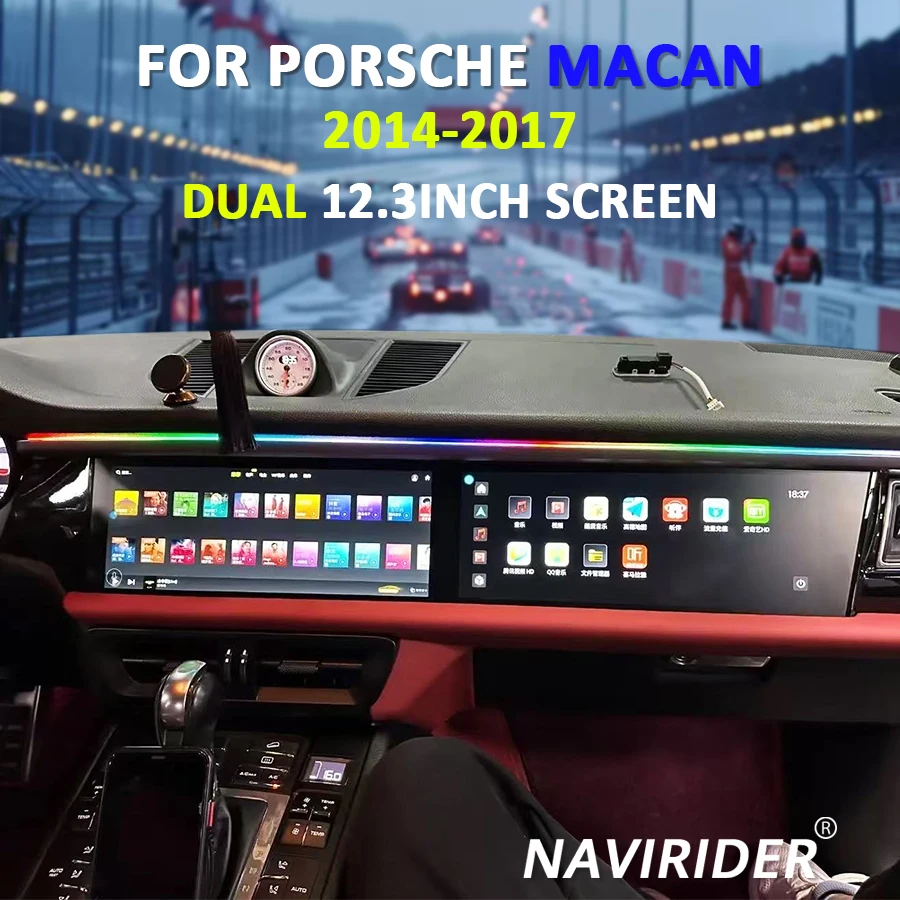 Android 15, Dual-Screen für Porsche Macan 2014–2017, Multimedia-Video-Player, Stereo, GPS-Navigation, Autoradio, Carplay-Kopfeinheit Image