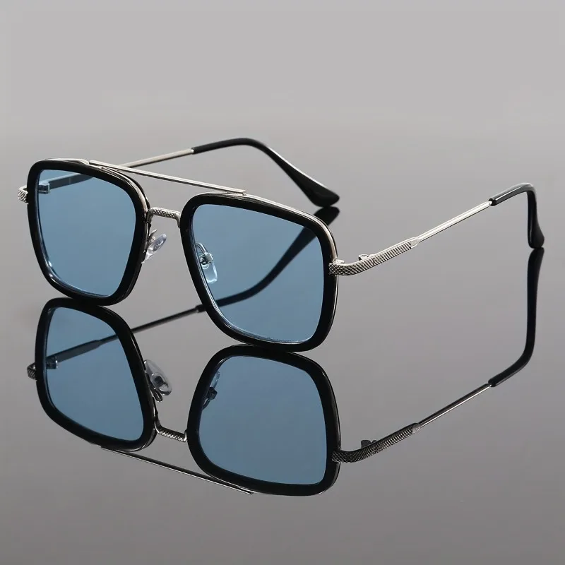 Übergroße Herren-Modebrille mit quadratischem Rahmen, dunkel bis bernsteinfarben, Tönung für lässige Streetwear-Modeaccessoires, stilvolle Brille Image