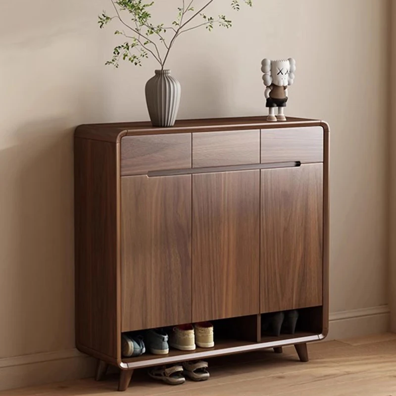 Luxus Organizer Schuhschrank Lagerung Mobile Display Holz Designer Schuhregal Moderne vertikale Muebles Schuhmacher Möbel