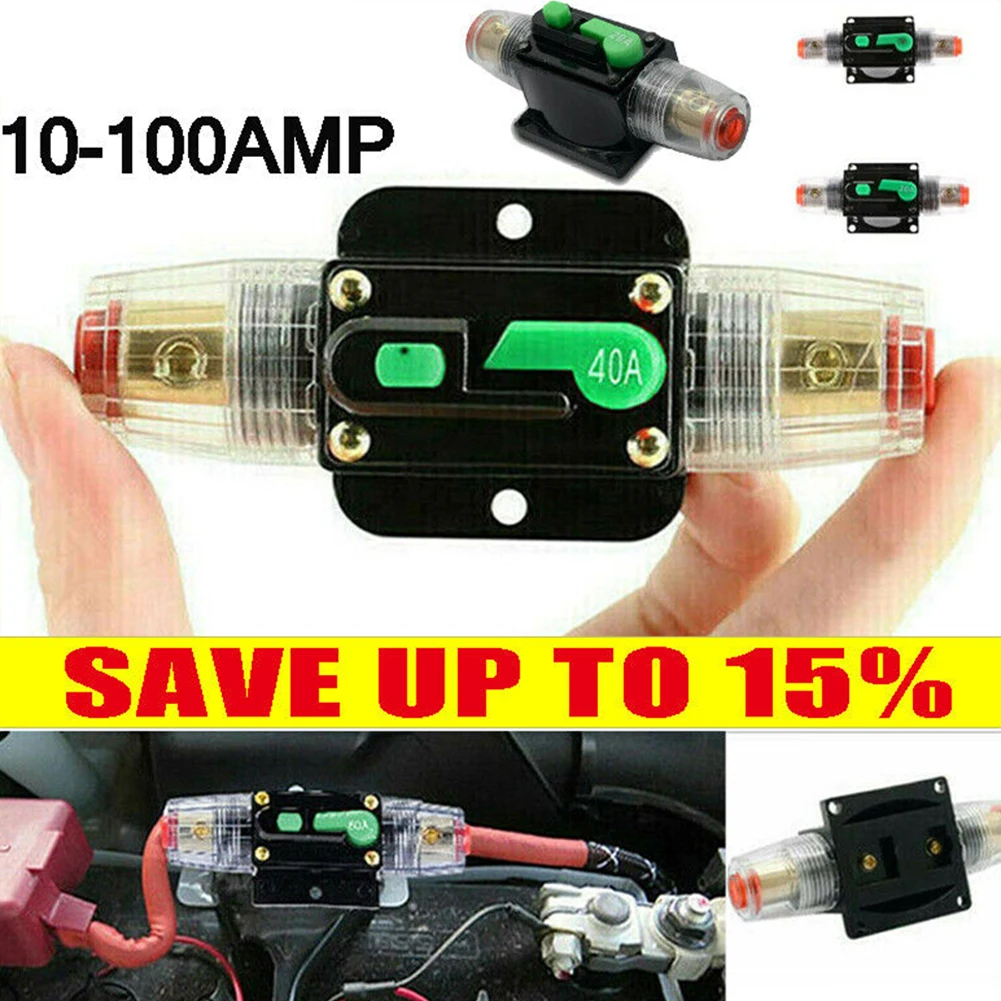 10A-100A A Circuit Breaker Fuse Reset 12V-48V DC Car Boat Auto Circuit Breaker Waterproof Rubber Boots Disconnect Fuse Holders