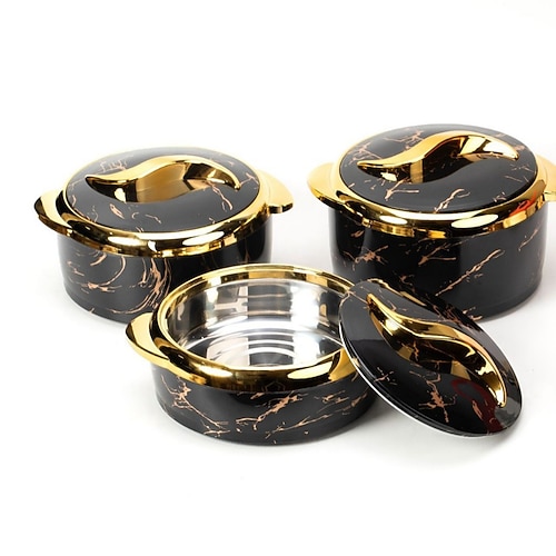 Wärmeset mit Touch-Funktion, 3-teiliges Thermo-Auflaufform-Set mit Deckeln, isolierter Edelstahlbehälter für warme/kalte Speisen, antihaftbeschichtetes Kochgeschirr, moderne ABS-Außenhülle Image