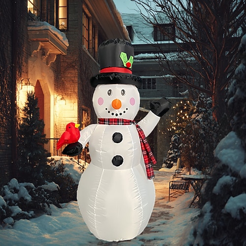 1,8 m Weihnachtsaufblasbares Schneemann trägt Zauberhut mit Licht aufblasbare Außendekorationen Schneemann mit eingebautem hellem LED-Licht Weihnachtsgarten Rasen Dekor für festliche Feiertagsgarten Image
