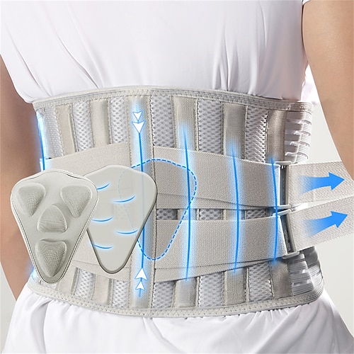 Rückenbandage für Damen und Herren, rutschfester, verstellbarer Rücken-, Lenden- und Taillenstützgürtel aus Netzgewebe zur Linderung von Rückenschmerzen Image