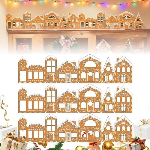 Bastelset für ein faltbares Lebkuchenhaus aus Pappe mit LED-Beleuchtung – ideal zum Basteln und Dekorieren von Weihnachtshäusern. Auch als Geschenkidee für die Weihnachtszeit oder als Dekoration für Image