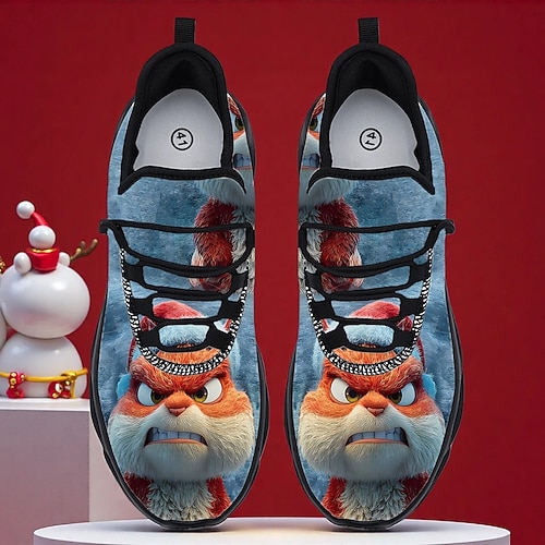 wütende, weihnachtlich gestaltete, rot-weiße Sneaker mit festlichem Schneemotiv Image