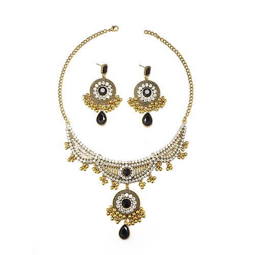 Elegantes Choker-Halsketten-Set mit Perlen und Kristallen sowie passenden Ohrringen – erhältlich in verschiedenen Farben (rot, blau, rosa, schwarz, weiß). Image