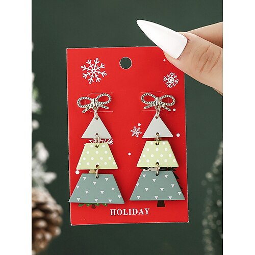 Weihnachtsohrringe für Damen, aus einer Legierung und Acryl, mit festlichen Rentier-, Weihnachtsmann- und Weihnachtsbaummotiven, Weihnachtsschmuck für Winterfeste und Feierlichkeiten Image
