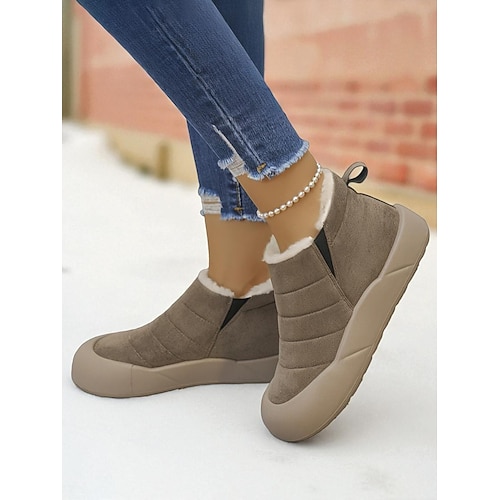 Damen-Winterstiefel in Hellbraun mit Kunstfellbesatz und rutschfester Sohle – kuschelig, strapazierfähig, perfekt für Winterspaziergänge, Schnee und entspannte Outdoor-Aktivitäten Image